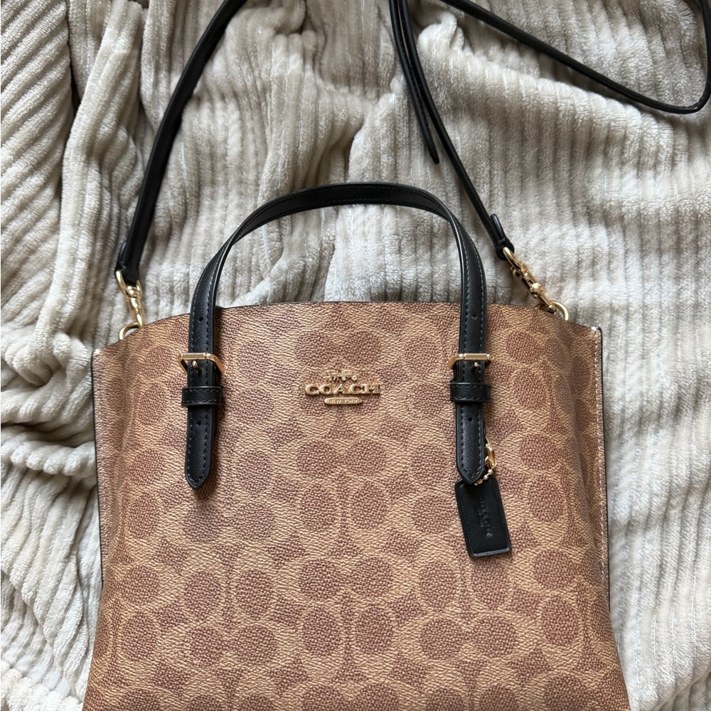 Coach Tan and Black Signature Tote